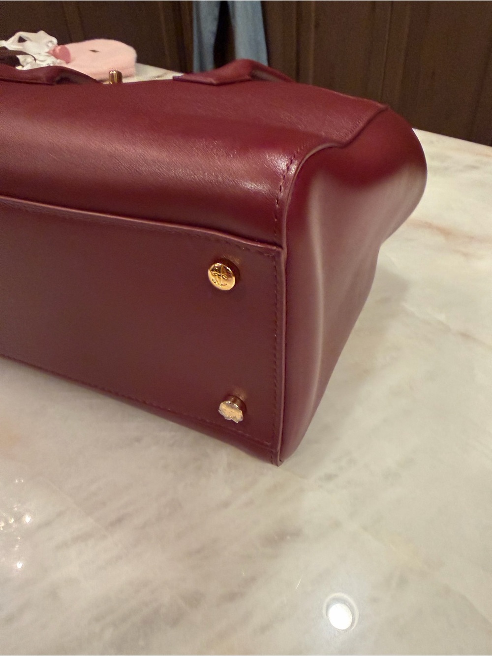 CHANEL Burgundy Leather Top-Handle Tote with Gold CC. New in box never used. - Picture 3 of 5